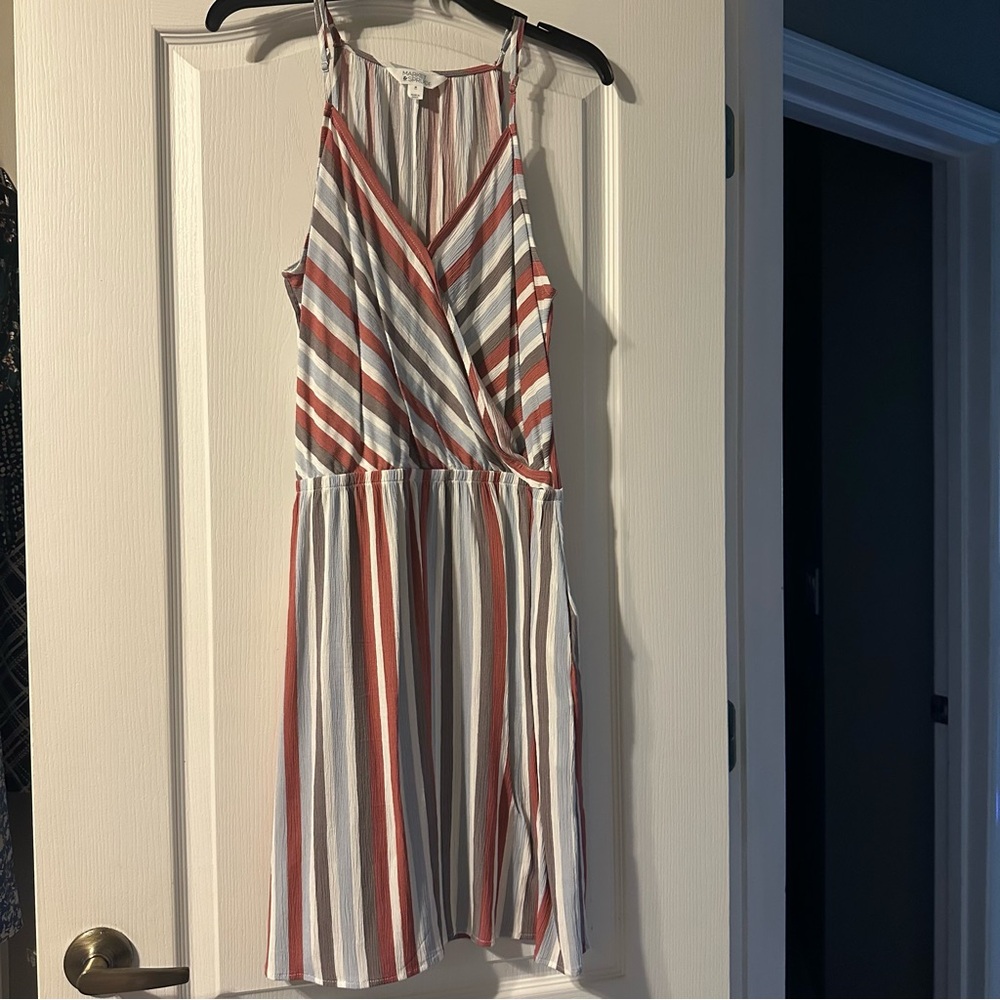 Market & Spruce White and Red Halter Sundress